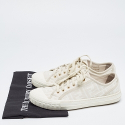 Fendi White/Beige Canvas Domino Sneakers Size 39