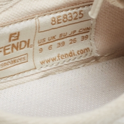 Fendi White/Beige Canvas Domino Sneakers Size 39