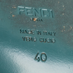 Pre Owned Fendi Multicolor Lizard Embossed and Leather Fantasia Studded Ankle Strap Sandals Size 40