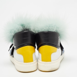 Pre Owned Fendi Multicolor Leather and Fur Karlito High Top Sneakers Size 41