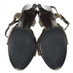 Pre Owned Fendi Zucchino Ankle Strap Sandals Size 40