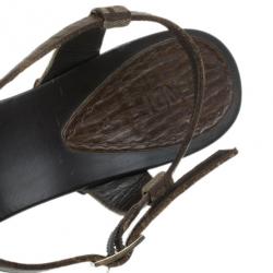 Pre Owned Fendi Zucchino Ankle Strap Sandals Size 40