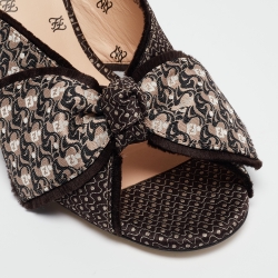 Pre Owned Fendi Brown/Beige Fabric Knotted Slide Sandals Size 36