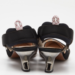 مملوكة مسبقًا Fendi Brown/Black Zucca Mesh and Canvas Colibri Slingback Pumps Size 38