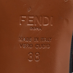 مملوكة مسبقًا Fendi Brown/Black Zucca Mesh and Canvas Colibri Slingback Pumps Size 38