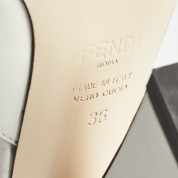 Pre Owned Fendi Cream Leather Ffreedom Slingback Pumps Size 36