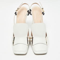 Pre Owned Fendi Cream Leather Ffreedom Slingback Pumps Size 36