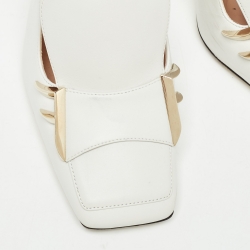 Pre Owned Fendi Cream Leather Ffreedom Slingback Pumps Size 36