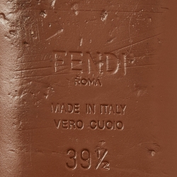 مملوكة مسبقًا Fendi Brown/Black Zucca Mesh and Leather Colibri Flat Mules Size 39.5