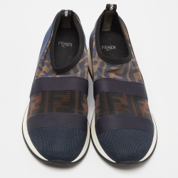 Pre Owned Fendi Multicolor Stretch Mesh/Rubber and Nylon Runaway Slip-On Sneakers Size 36.5