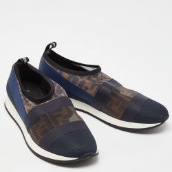 Pre Owned Fendi Multicolor Stretch Mesh/Rubber and Nylon Runaway Slip-On Sneakers Size 36.5
