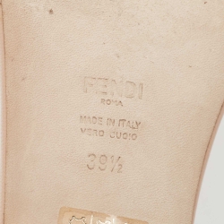 Pre Owned Fendi Dusty Pink FF Embossed Leather Flat Slides Size 39.5