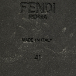 Pre Owned Fendi Black Leather and Zucca Stretch Fabric Rockoko Combat Boots Size 41