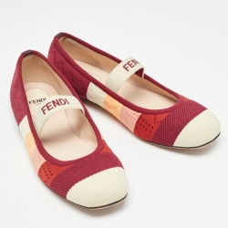 Pre Owned Fendi Multicolor Striped Knit Fabric Ballet Flats Size 37