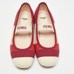 Pre Owned Fendi Multicolor Striped Knit Fabric Ballet Flats Size 37