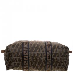 Pre Owned Fendi Brown Zucca Canvas Carryall Weekender Traveling Bag