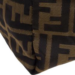 Pre Owned Fendi Brown Zucca Canvas Carryall Weekender Traveling Bag