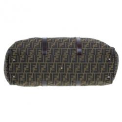 Fendi Tobacco Zucca Leather and Canvas Duffel Bag
