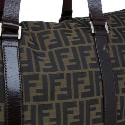Fendi Tobacco Zucca Leather and Canvas Duffel Bag