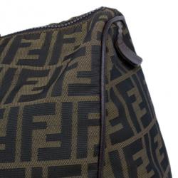 Fendi Tobacco Zucca Leather and Canvas Duffel Bag