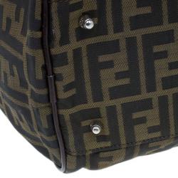 Fendi Tobacco Zucca Leather and Canvas Duffel Bag