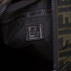 Fendi Tobacco Zucca Leather and Canvas Duffel Bag