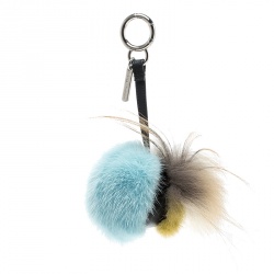 Pre Owned Fendi Multicolor Fur Silver Tone Bug Bag Charm