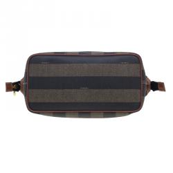 مملوكة مسبقًا Fendi Brown Pequin Large Cosmetic Bag