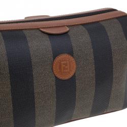مملوكة مسبقًا Fendi Brown Pequin Large Cosmetic Bag