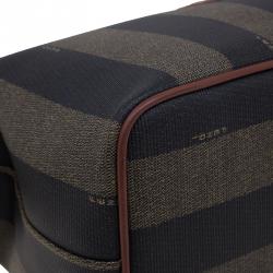 مملوكة مسبقًا Fendi Brown Pequin Large Cosmetic Bag