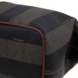 مملوكة مسبقًا Fendi Brown Pequin Large Cosmetic Bag