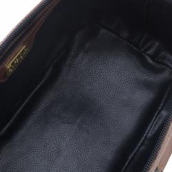 مملوكة مسبقًا Fendi Brown Pequin Large Cosmetic Bag