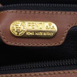 مملوكة مسبقًا Fendi Brown Pequin Large Cosmetic Bag