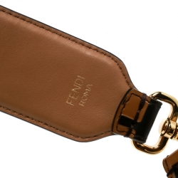 Pre Owned Fendi Brown Zucca Leather Strap You Bag Strap