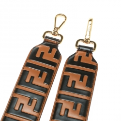 Pre Owned Fendi Brown Zucca Leather Strap You Bag Strap