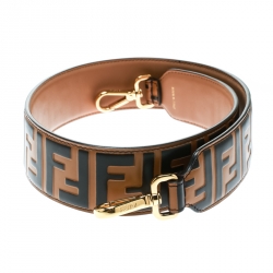 Pre Owned Fendi Brown Zucca Leather Strap You Bag Strap