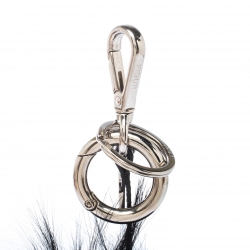 Pre Owned Fendi Bag Bug Yellow Eyes Black Fur Leather Key Chain / Bag Charm 