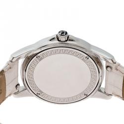 Pre Owned Fendi White Mother of Pearl Stainless Steel Selleria Women's Wristwatch 37 mm