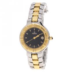 Pre Owned Fendi Black Two Tone Stainless Steel 900L Women's Wristwatch 26 mm