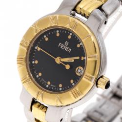 Pre Owned Fendi Black Two Tone Stainless Steel 900L Women's Wristwatch 26 mm