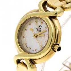 مملوكة مسبقًا Fendi Yellow Mother of Pearl Gold Tone 700L Women's Wristwatch 25 mm