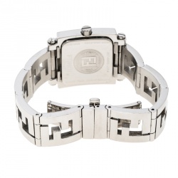 Pre Owned Fendi Silver White Stainless Steel Quadro 6000L Women's Wristwatch 25 mm