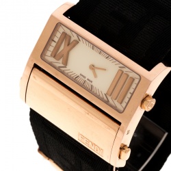 Pre Owned Fendi Yellow Rose Gold Plated Stainless Steel 1140G Zip Code Women Wristwatch 46 mm