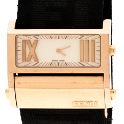 Pre Owned Fendi Yellow Rose Gold Plated Stainless Steel 1140G Zip Code Women Wristwatch 46 mm