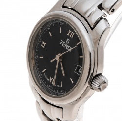 Pre Owned Fendi Black Stainless Steel 210L Women's Wristwatch 26 mm