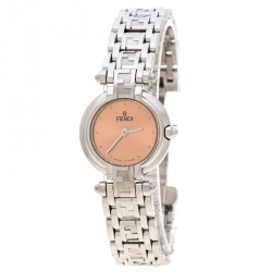 Pre Owned Fendi Metallic Pink Stainless Steel 750L Women's Wristwatch 25 mm