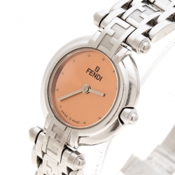 Pre Owned Fendi Metallic Pink Stainless Steel 750L Women's Wristwatch 25 mm