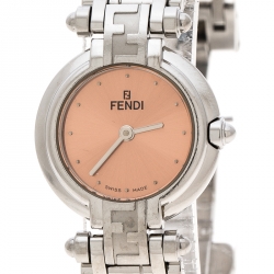 Pre Owned Fendi Metallic Pink Stainless Steel 750L Women's Wristwatch 25 mm