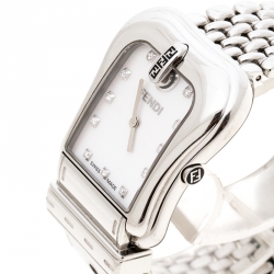 Fendi White Mother of Pearl Stainless Steel And Diamond B. Fendi 3800G Women's Wristwatch 33mm