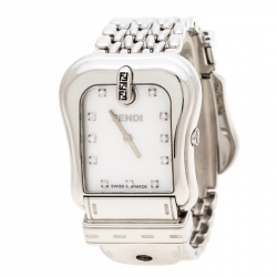 Fendi White Mother of Pearl Stainless Steel And Diamond B. Fendi 3800G Women's Wristwatch 33mm